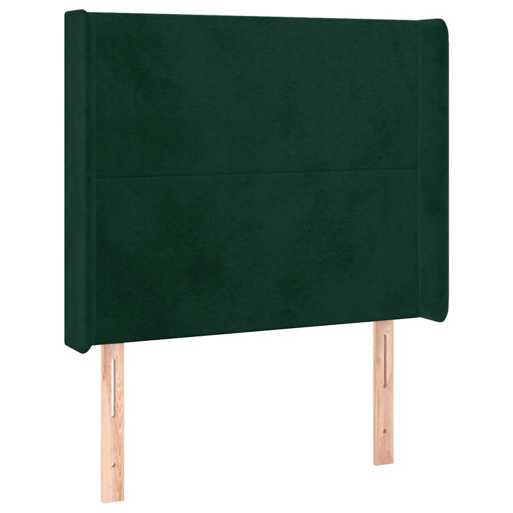 sötétzöld bársony rugós és LED-es ágy matraccal 90x200 cm