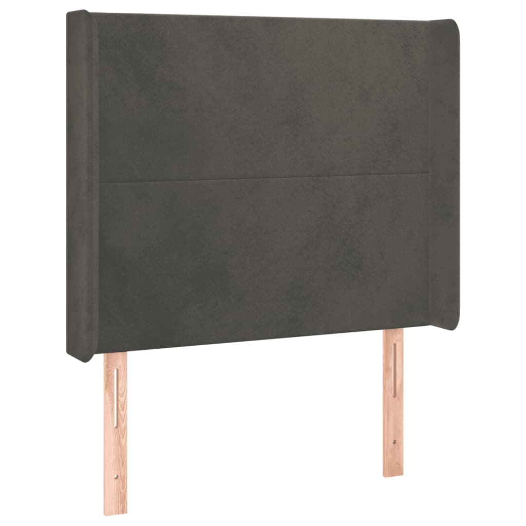 sötétszürke bársony rugós és LED-es ágy matraccal 100x200 cm