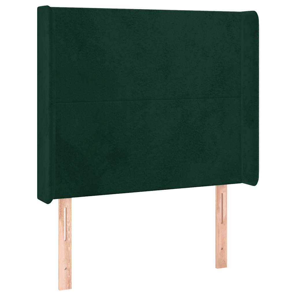 sötétzöld bársony rugós és LED-es ágy matraccal 100x200 cm