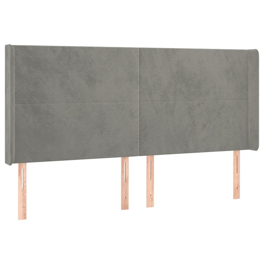 világosszürke bársony rugós és LED-es ágy matraccal 180x200 cm