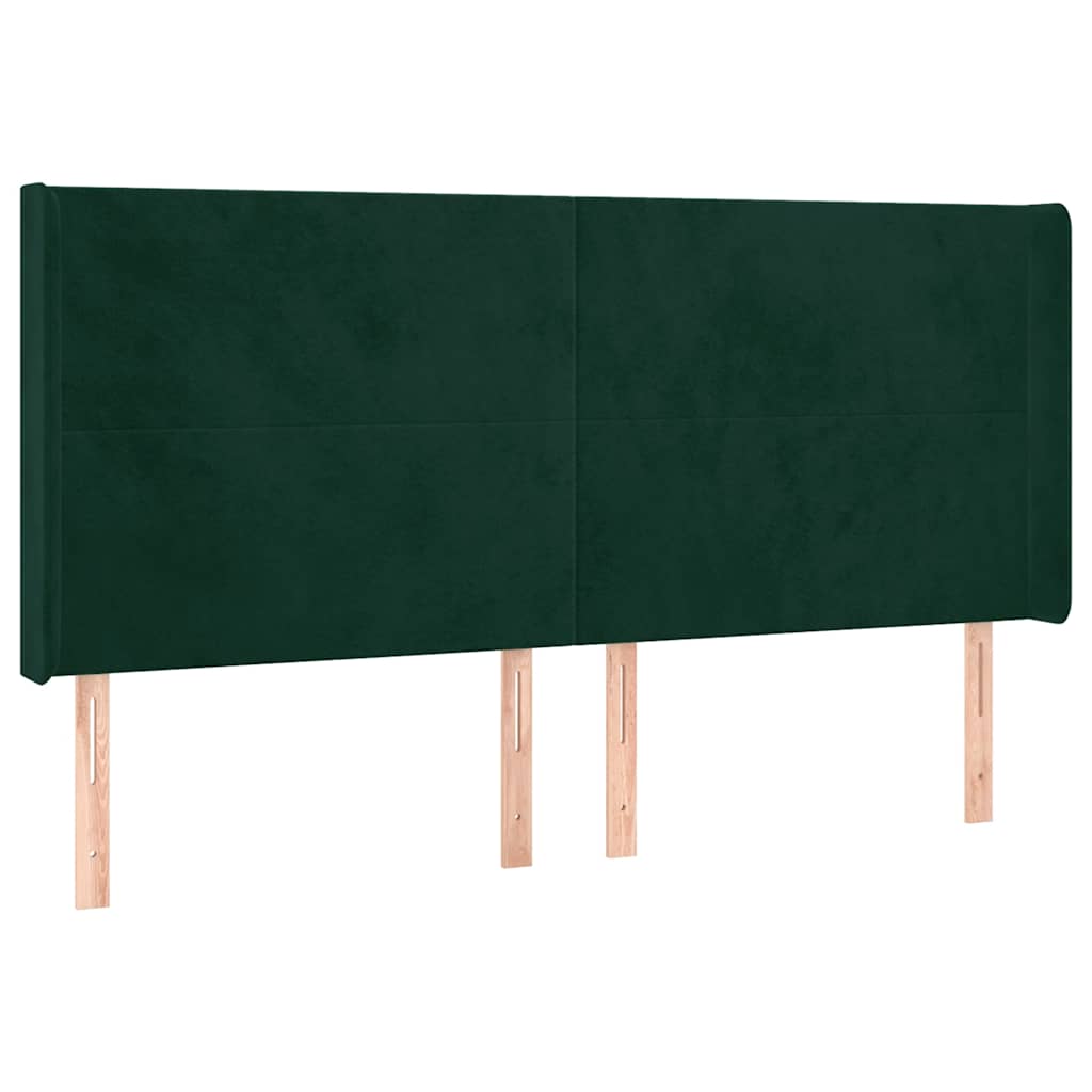 sötétzöld bársony rugós és LED-es ágy matraccal 180x200 cm