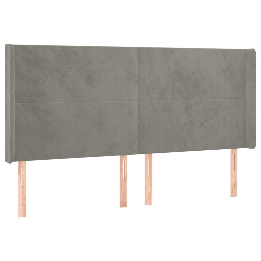világosszürke bársony rugós és LED-es ágy matraccal 200x200 cm