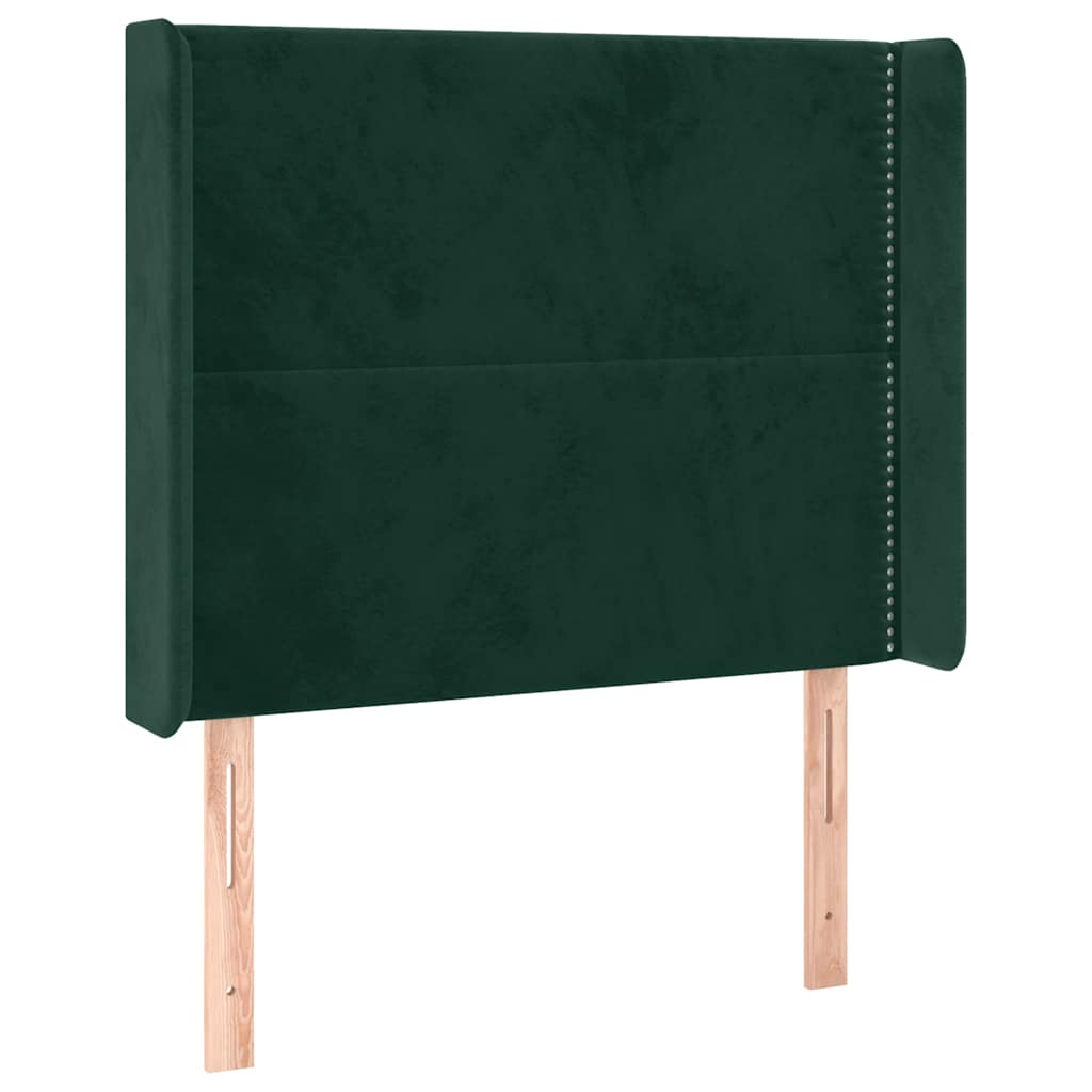 sötétzöld bársony rugós és LED-es ágy matraccal 90x190 cm