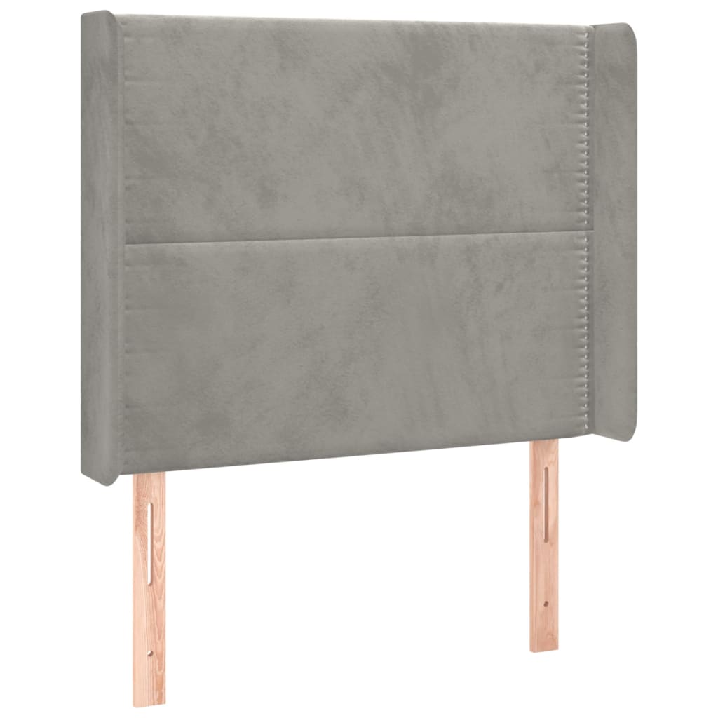 világosszürke bársony rugós és LED-es ágy matraccal 100x200 cm