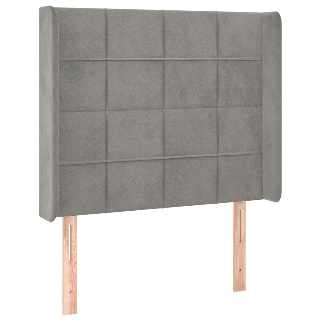 világosszürke bársony rugós és LED-es ágy matraccal 80 x 200 cm