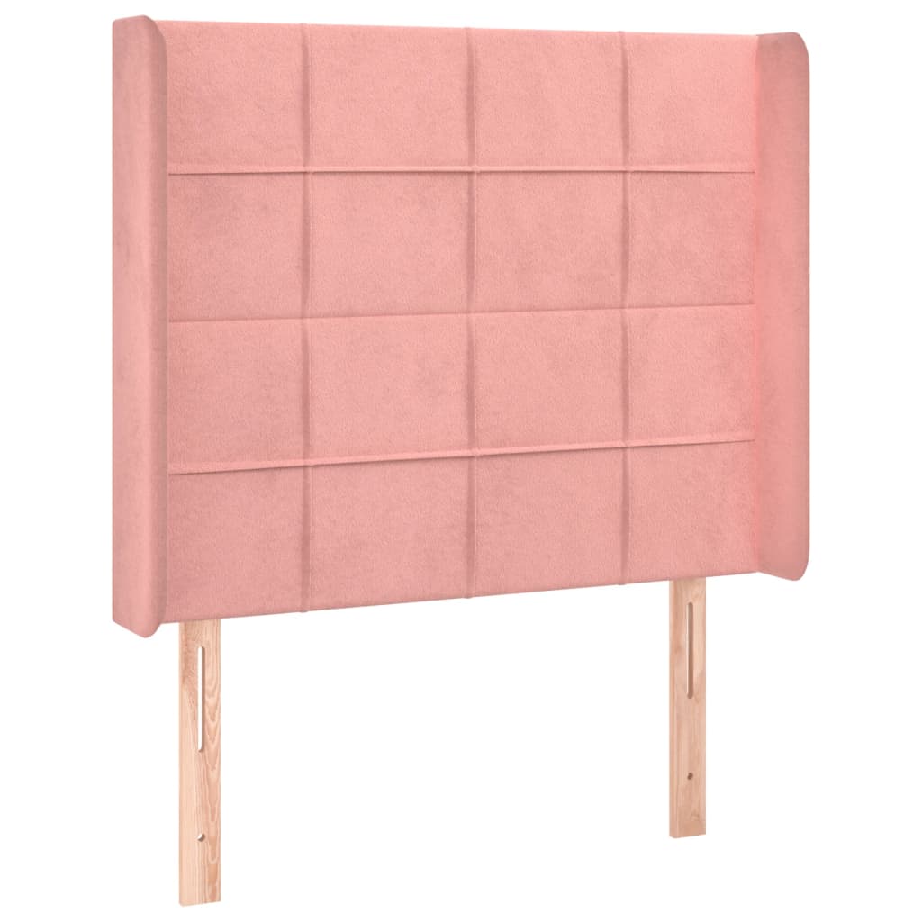rózsaszín bársony rugós és LED-es ágy matraccal 80 x 200 cm