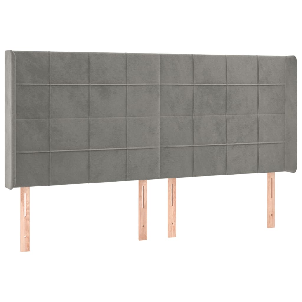 világosszürke bársony rugós és LED-es ágy matraccal 160x200 cm