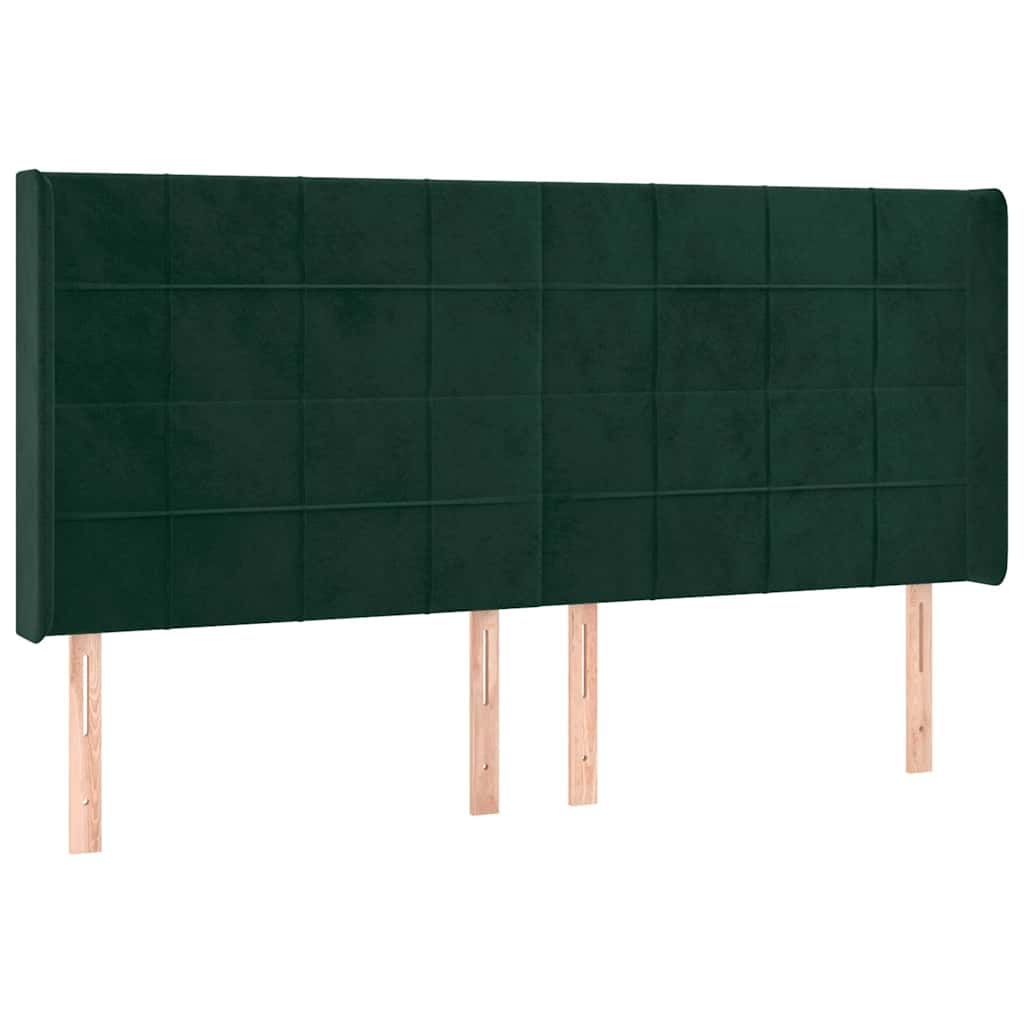 sötétzöld bársony rugós és LED-es ágy matraccal 160x200 cm