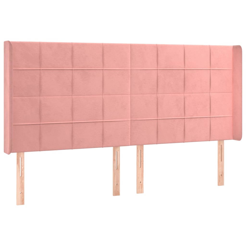 rózsaszín bársony rugós és LED-es ágy matraccal 200x200 cm