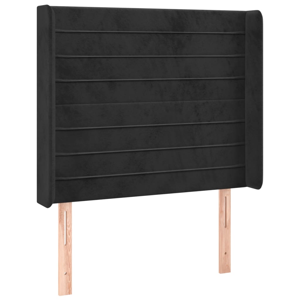 fekete bársony rugós és LED-es ágy matraccal 80 x 200 cm