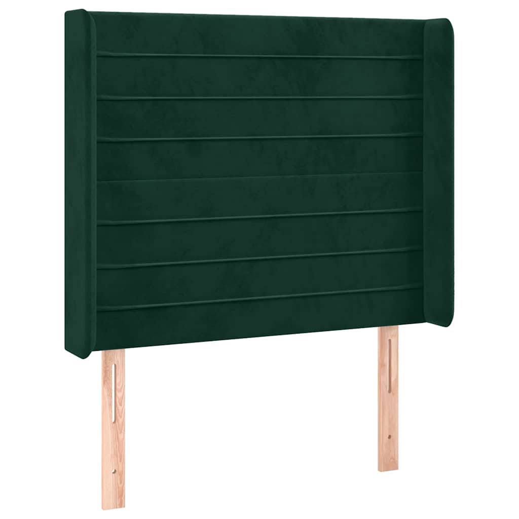 sötétzöld bársony rugós és LED-es ágy matraccal 100x200 cm