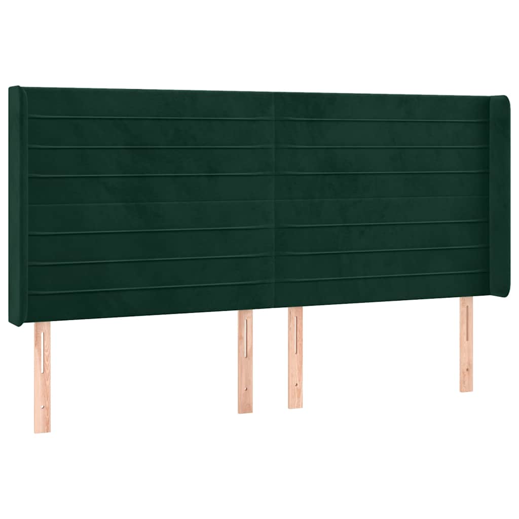 sötétzöld bársony rugós és LED-es ágy matraccal 180x200 cm