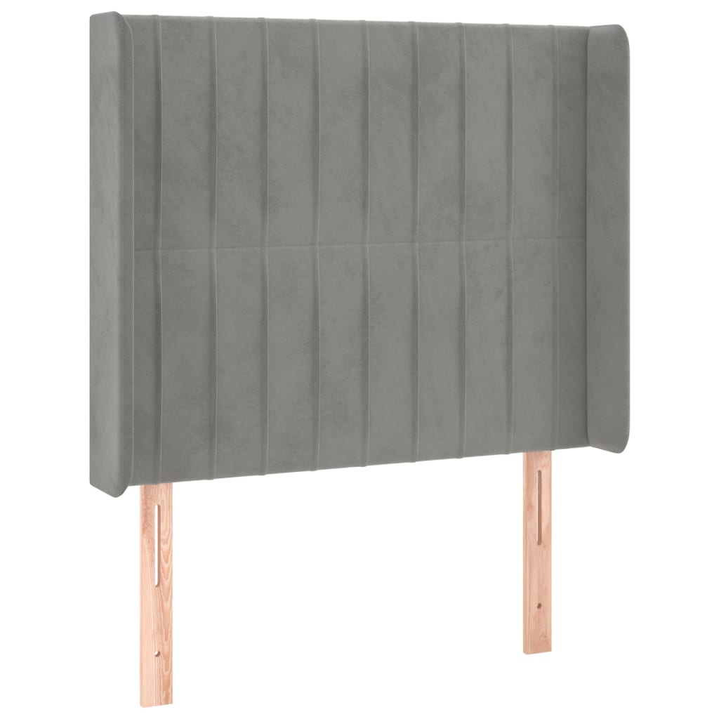világosszürke bársony rugós és LED-es ágy matraccal 80 x 200 cm