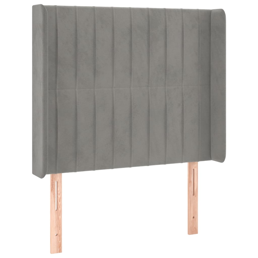 világosszürke bársony rugós és LED-es ágy matraccal 90x190 cm