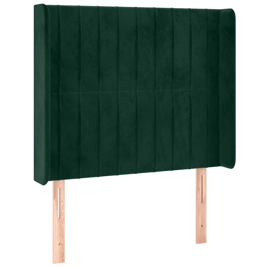 sötétzöld bársony rugós és LED-es ágy matraccal 90x200 cm
