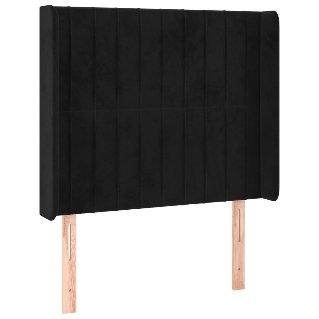 fekete bársony rugós és LED-es ágy matraccal 100x200 cm