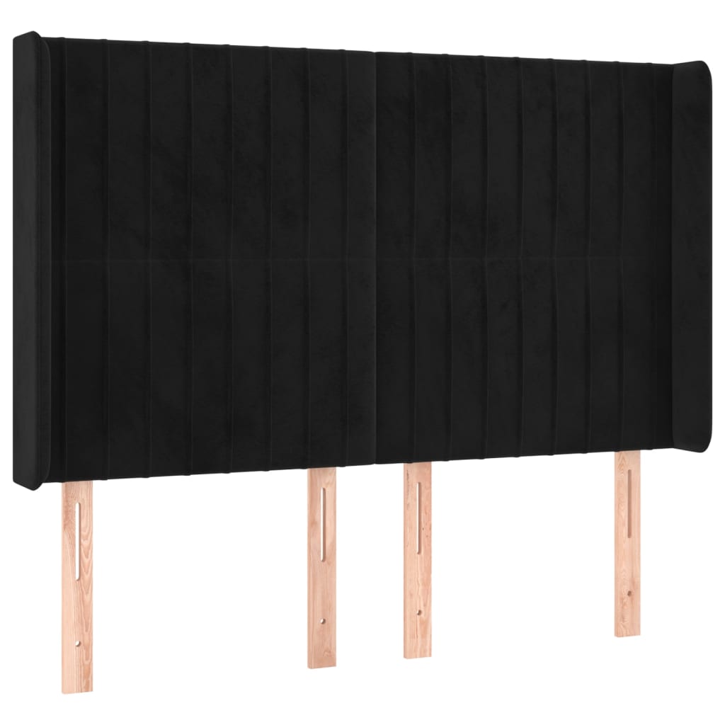 fekete bársony rugós és LED-es ágy matraccal 140x190 cm