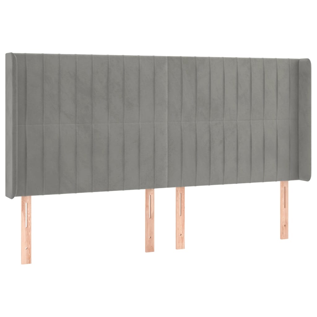 világosszürke bársony rugós és LED-es ágy matraccal 180x200 cm