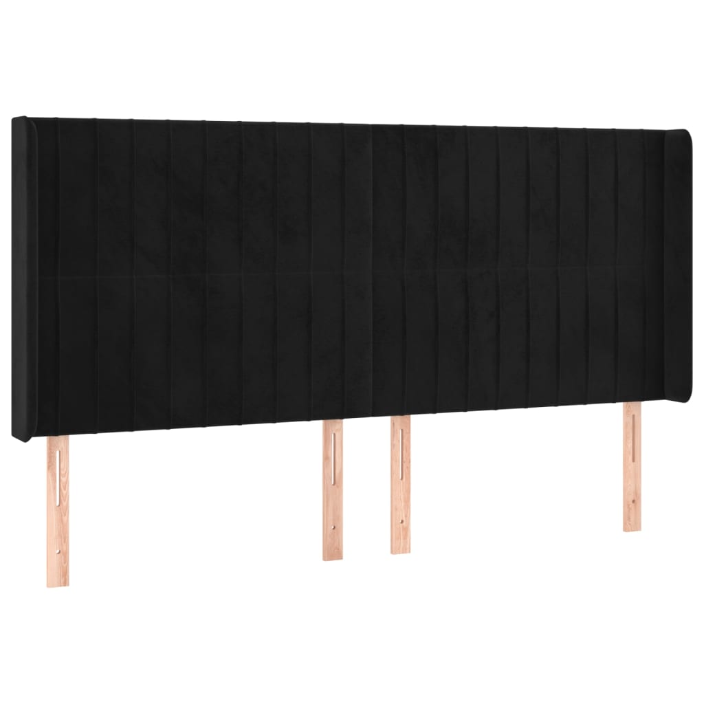 fekete bársony rugós és LED-es ágy matraccal 180x200 cm