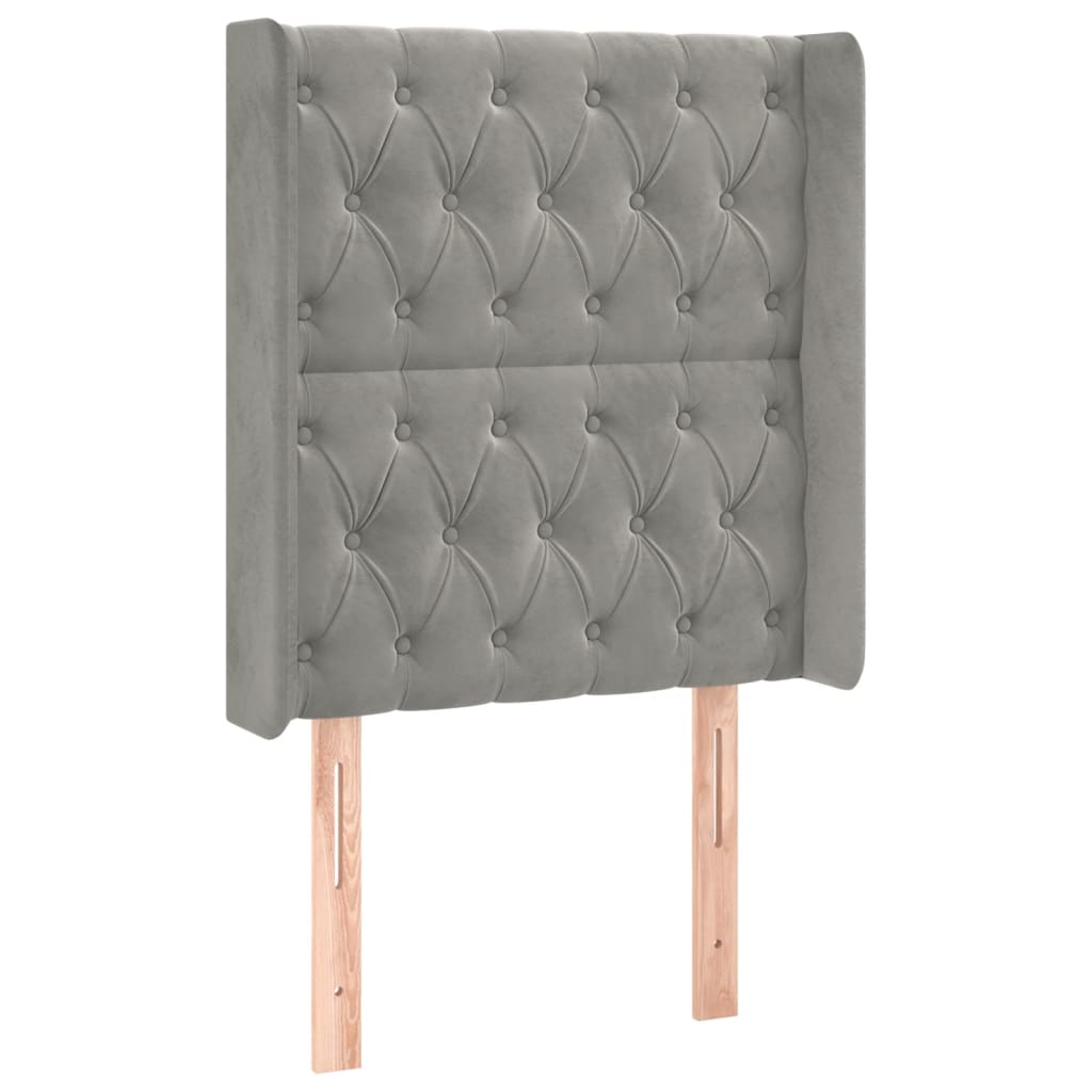 világosszürke bársony rugós és LED-es ágy matraccal 80 x 200 cm