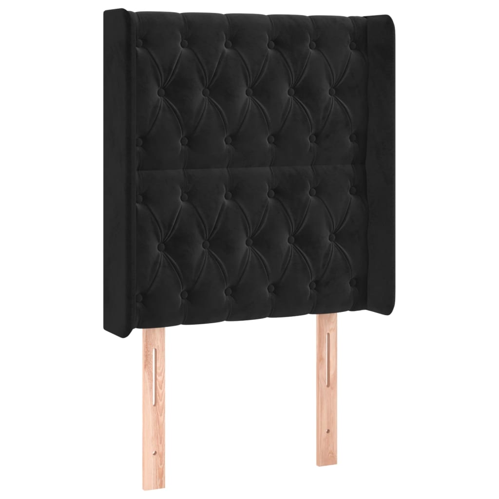 fekete bársony rugós és LED-es ágy matraccal 80 x 200 cm
