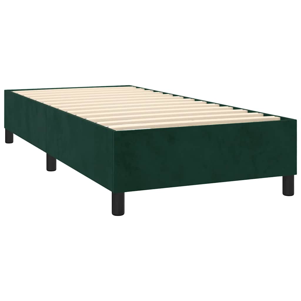sötétzöld bársony rugós és LED-es ágy matraccal 80 x 200 cm