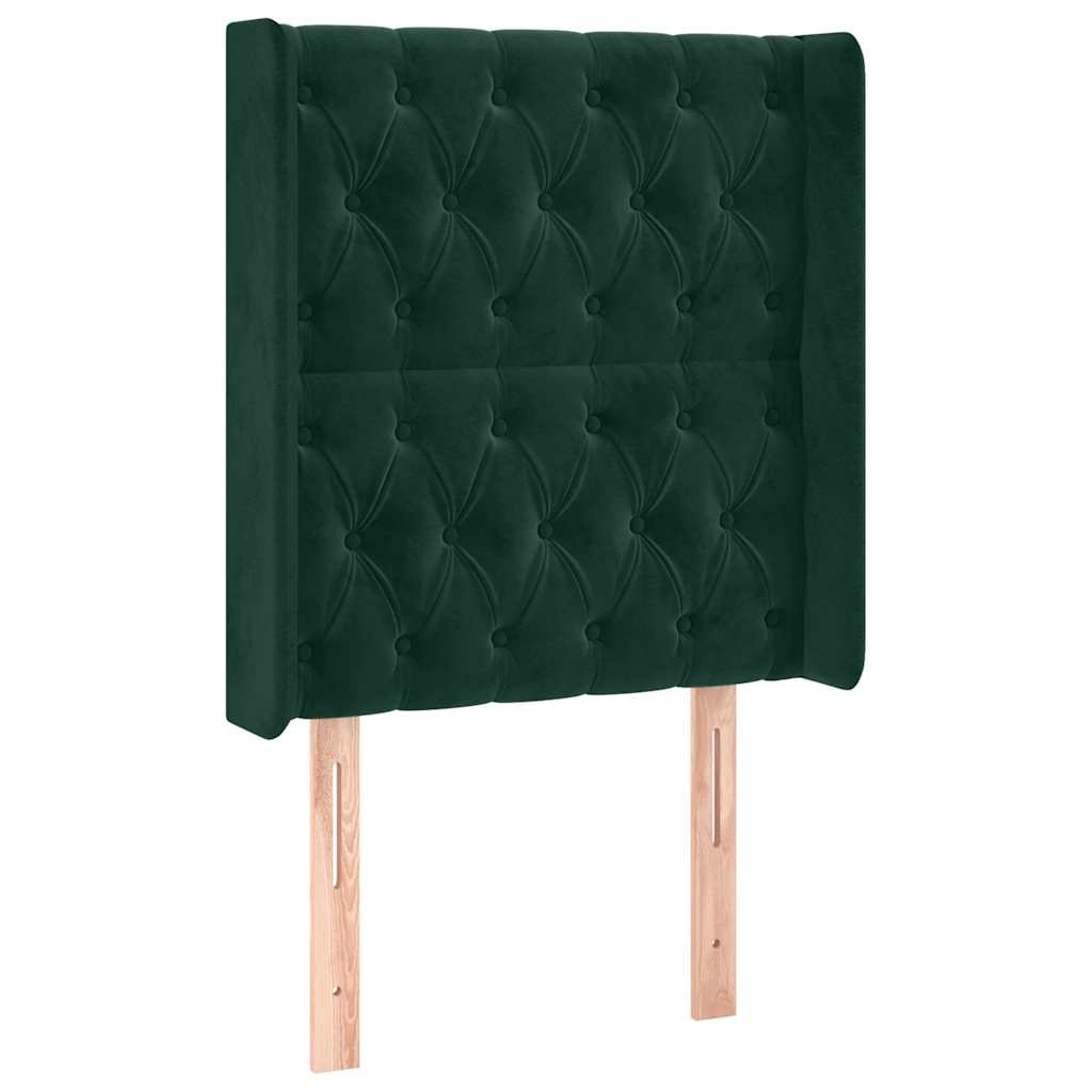 sötétzöld bársony rugós és LED-es ágy matraccal 80 x 200 cm