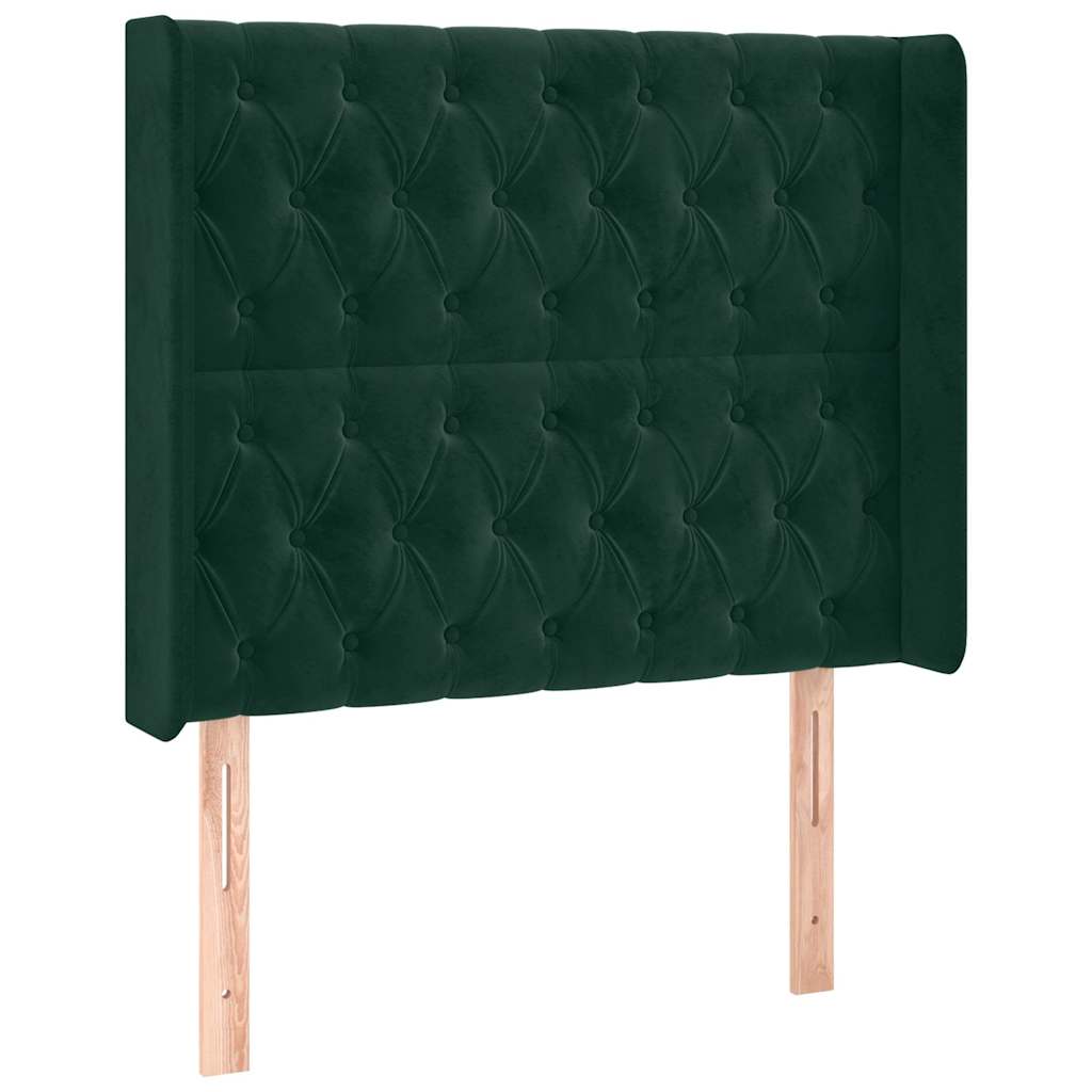 sötétzöld bársony rugós és LED-es ágy matraccal 90x200 cm