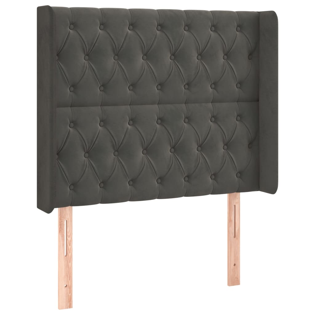 sötétszürke bársony rugós és LED-es ágy matraccal 100x200 cm