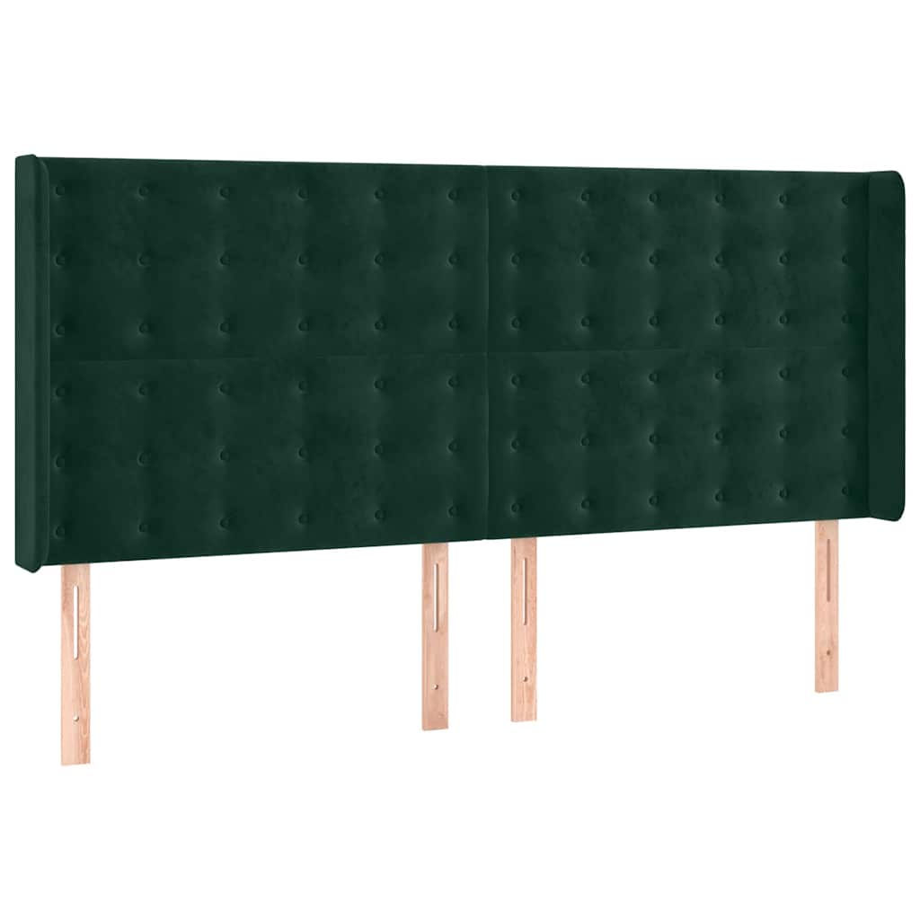 sötétzöld bársony rugós és LED-es ágy matraccal 160x200 cm