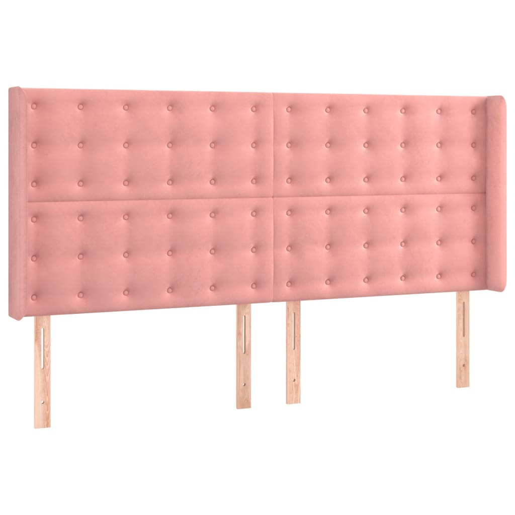 rózsaszín bársony rugós és LED-es ágy matraccal 160x200 cm