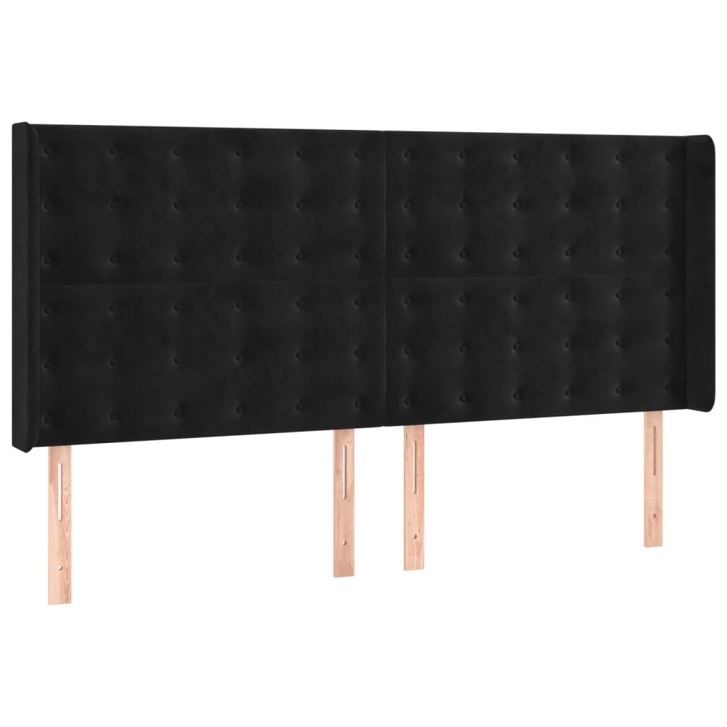 fekete bársony rugós és LED-es ágy matraccal 180x200 cm