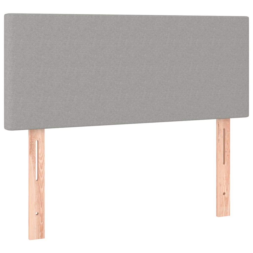 világosszürke szövet rugós és LED-es ágy matraccal 90x200 cm