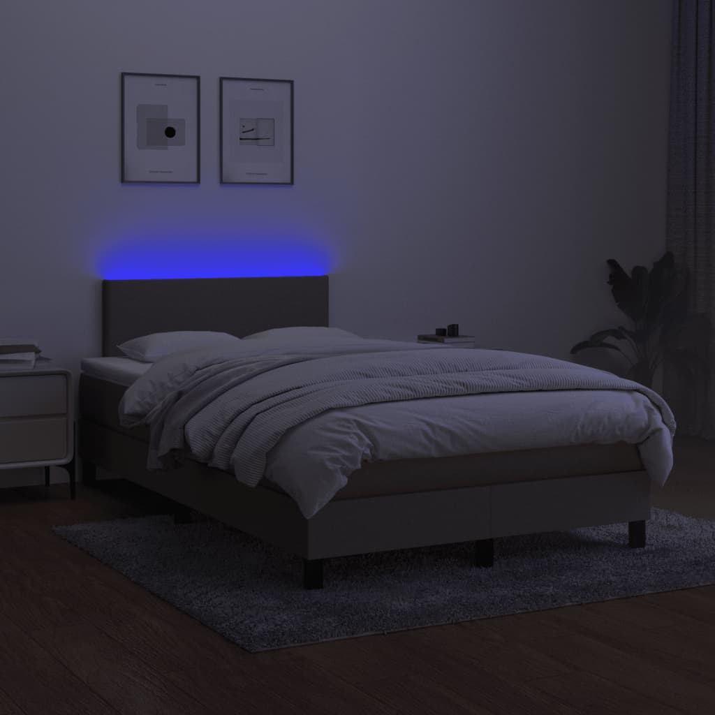 tópszínű szövet rugós és LED-es ágy matraccal 120 x 200 cm