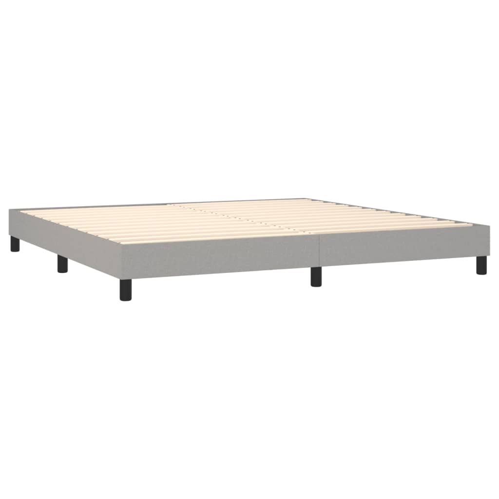 világosszürke szövet rugós és LED-es ágy matraccal 200x200 cm