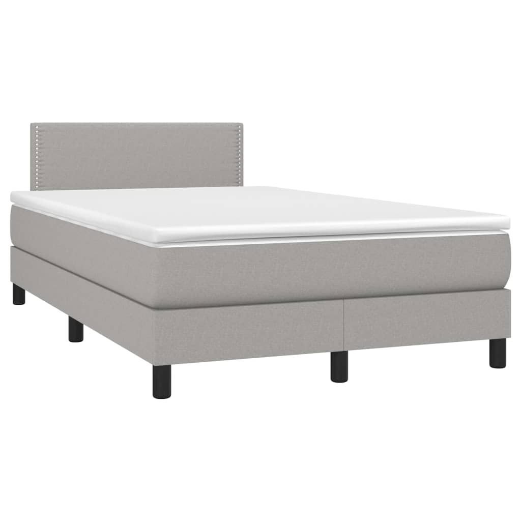 világosszürke szövet rugós és LED-es ágy matraccal 120 x 200 cm