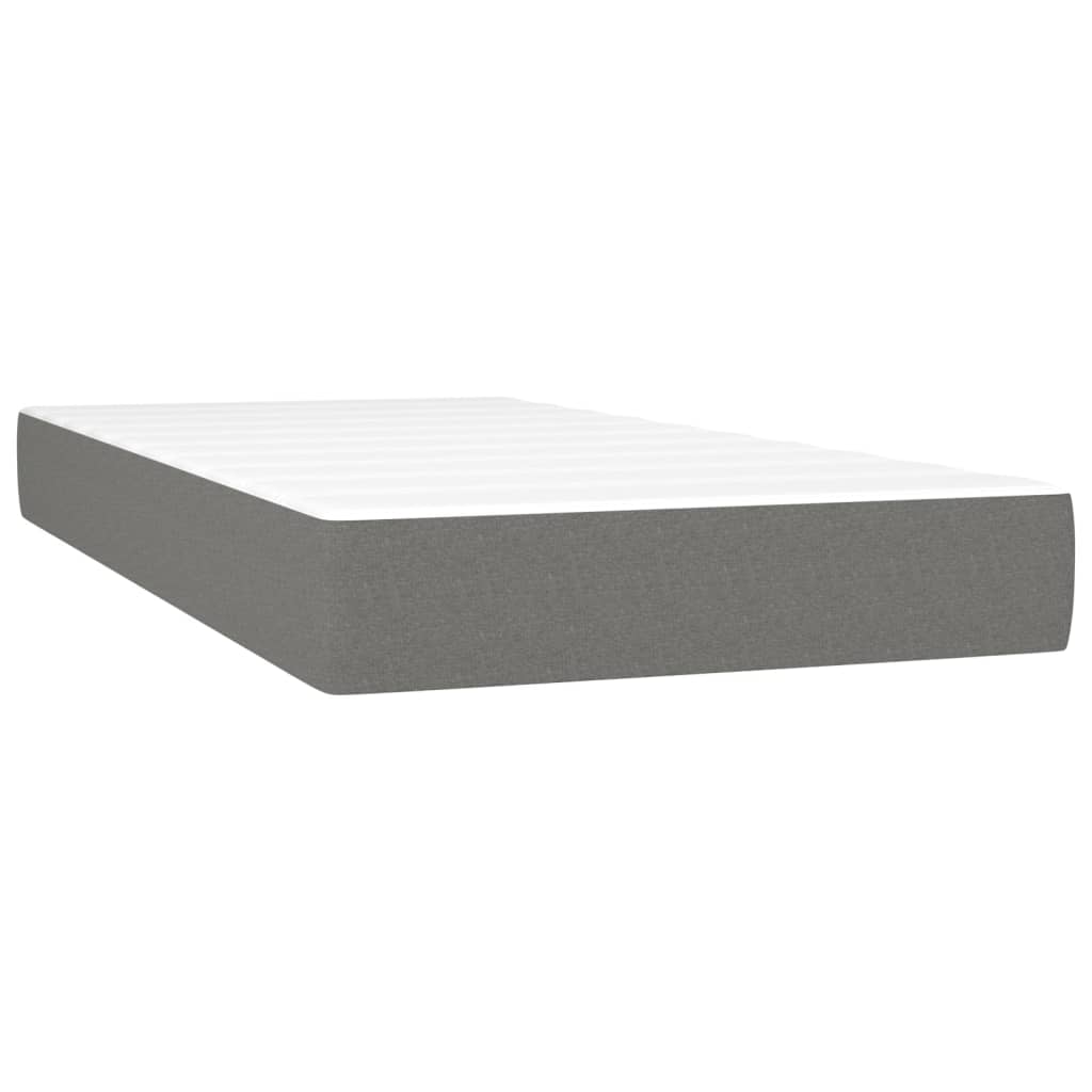 sötétszürke szövet rugós és LED-es ágy matraccal 80 x 200 cm
