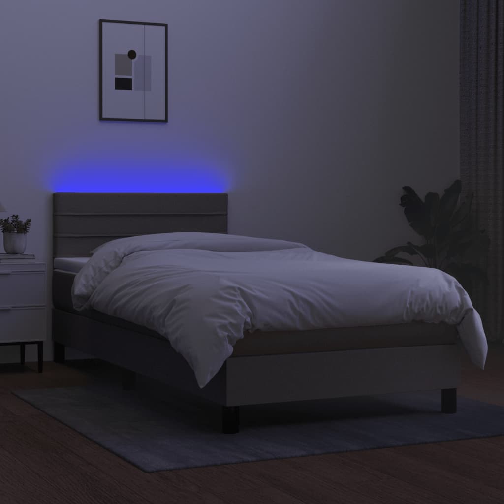 tópszínű szövet rugós és LED-es ágy matraccal 80 x 200 cm