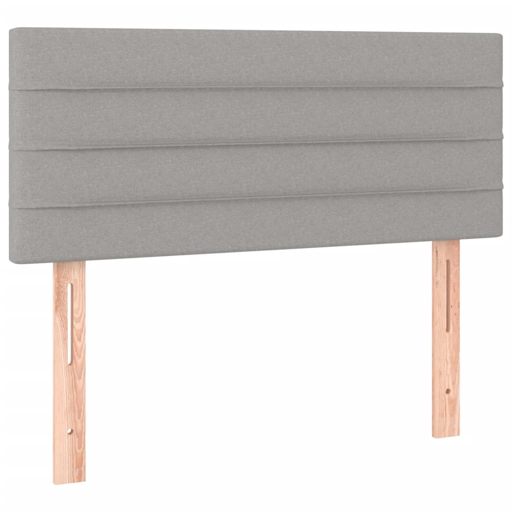 világosszürke szövet rugós és LED-es ágy matraccal 90x190 cm