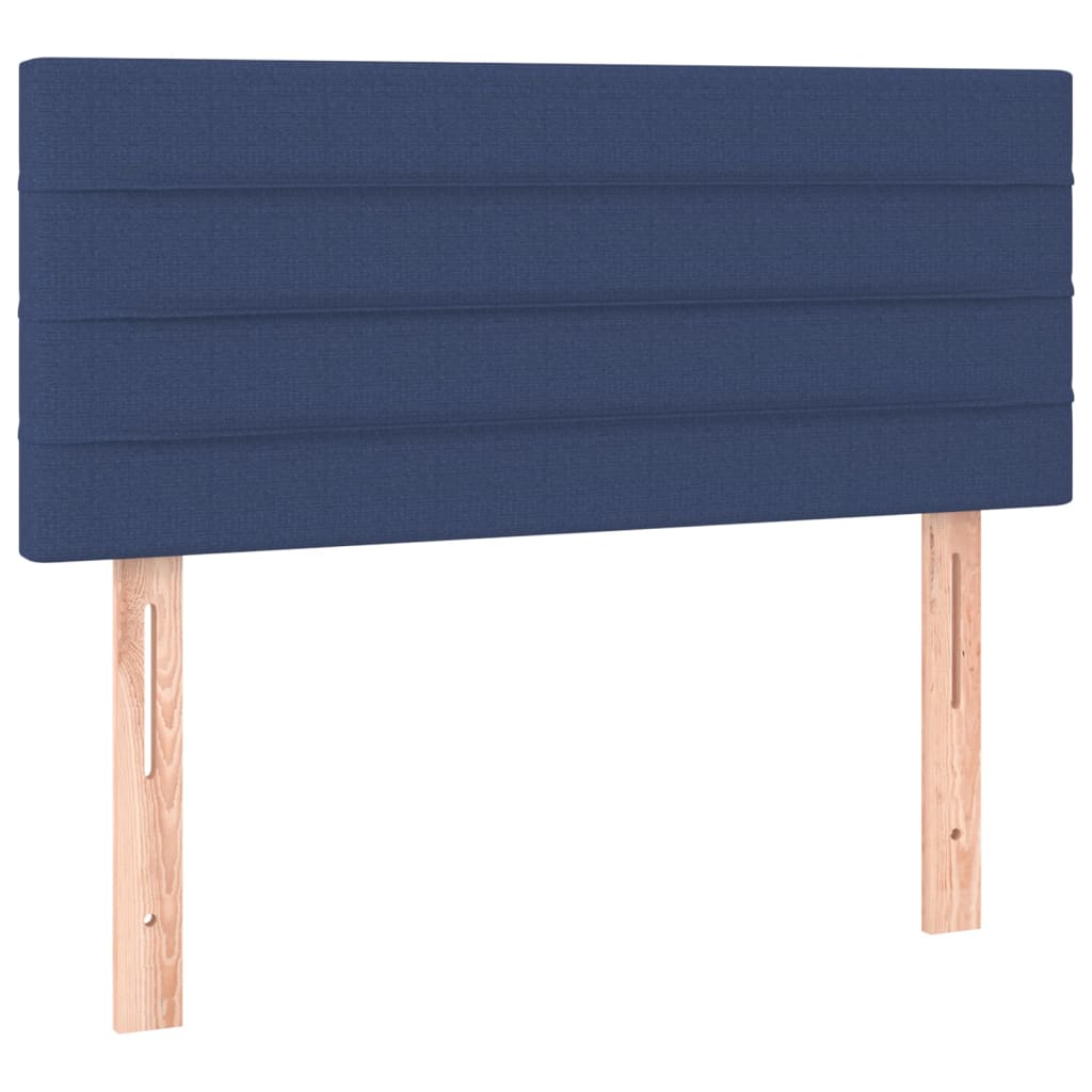 kék szövet rugós és LED-es ágy matraccal 90x200 cm