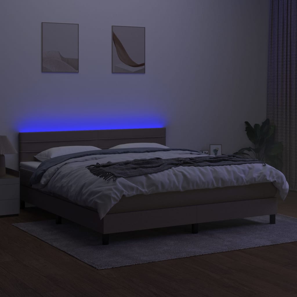 tópszínű szövet rugós és LED-es ágy matraccal 160x200 cm