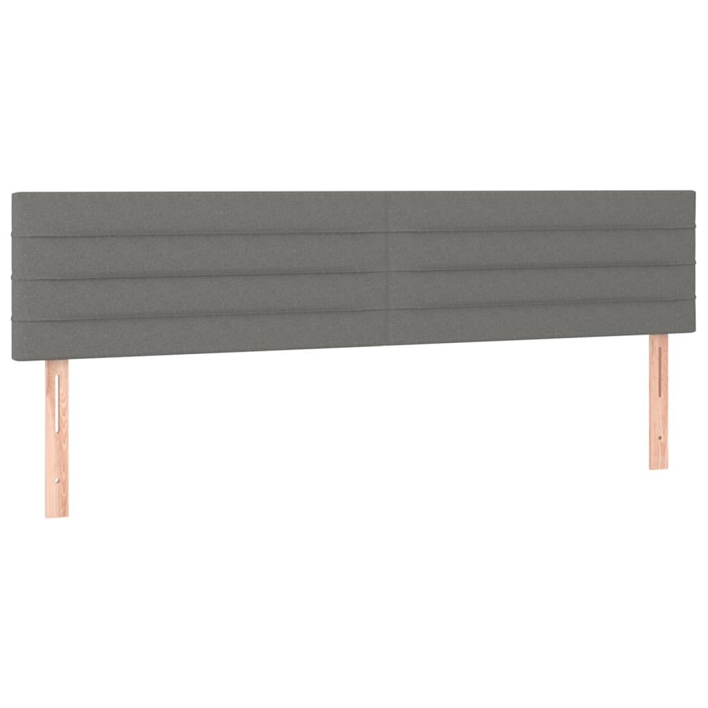 sötétszürke szövet rugós és LED-es ágy matraccal 200x200 cm