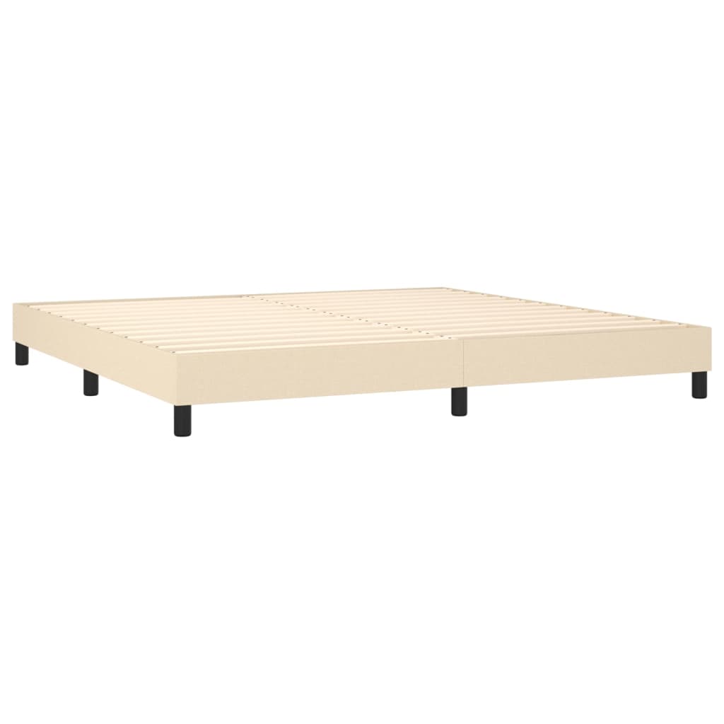 krémszínű szövet rugós és LED-es ágy matraccal 200 x 200 cm