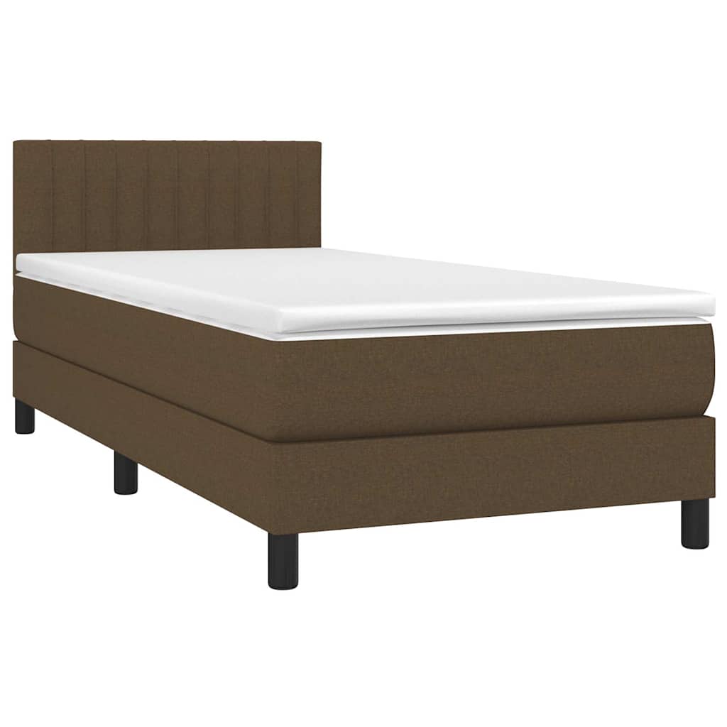 barna szövet rugós és LED-es ágy matraccal 90x190 cm