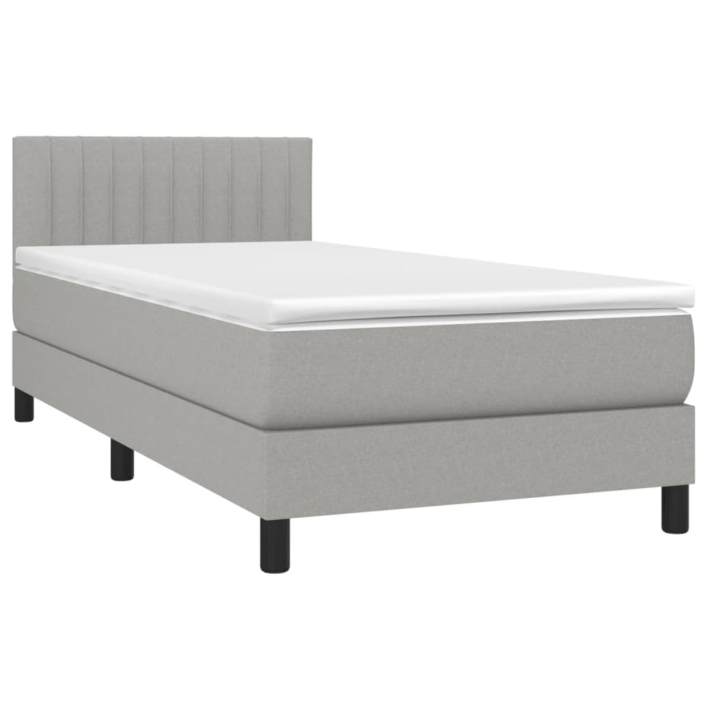 világosszürke szövet rugós és LED-es ágy matraccal 100x200 cm
