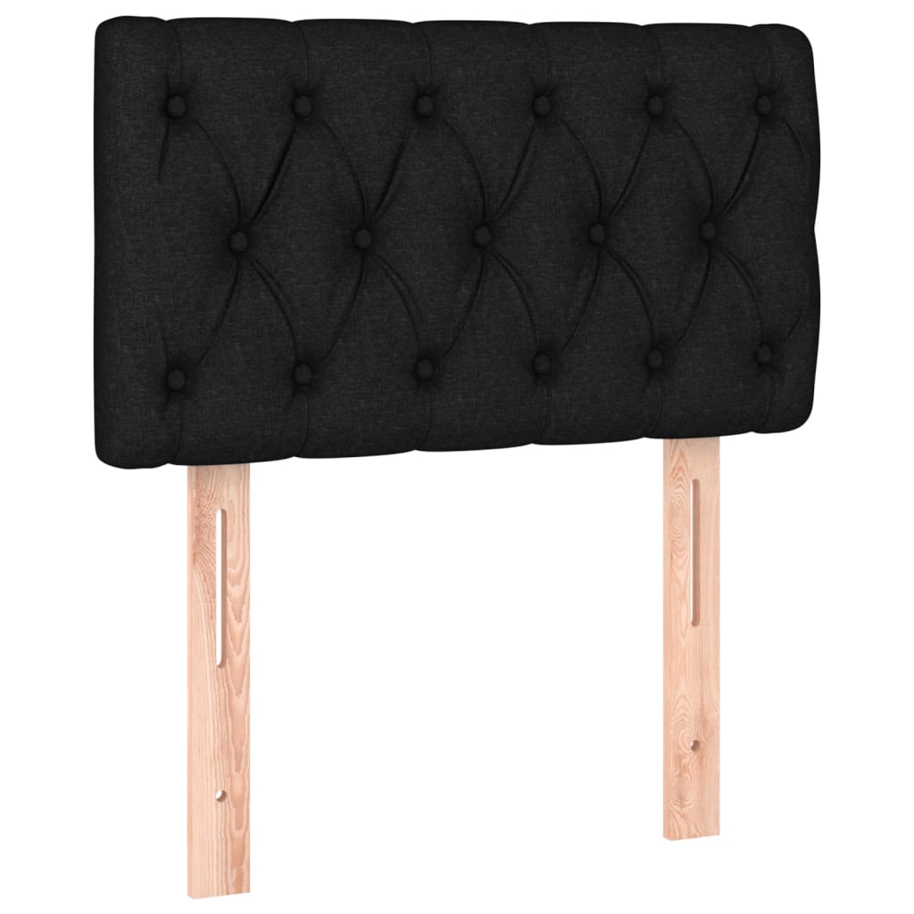 fekete szövet rugós és LED-es ágy matraccal 80 x 200 cm