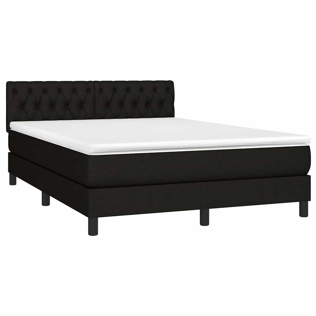 fekete szövet rugós és LED-es ágy matraccal 140x190 cm