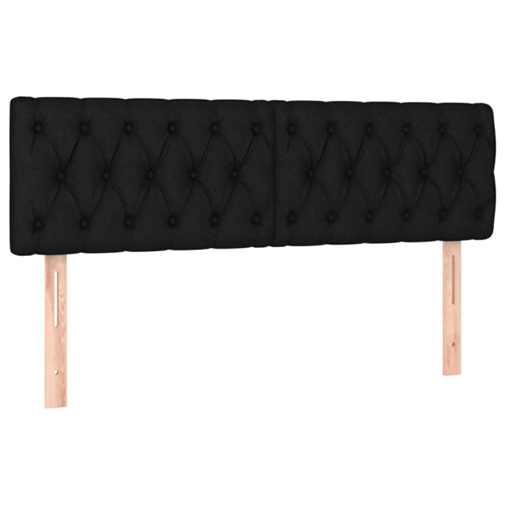 fekete szövet rugós és LED-es ágy matraccal 140x190 cm