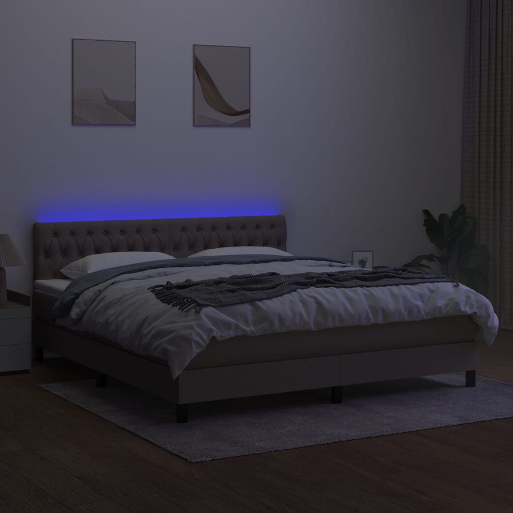 tópszínű szövet rugós és LED-es ágy matraccal 180 x 200 cm