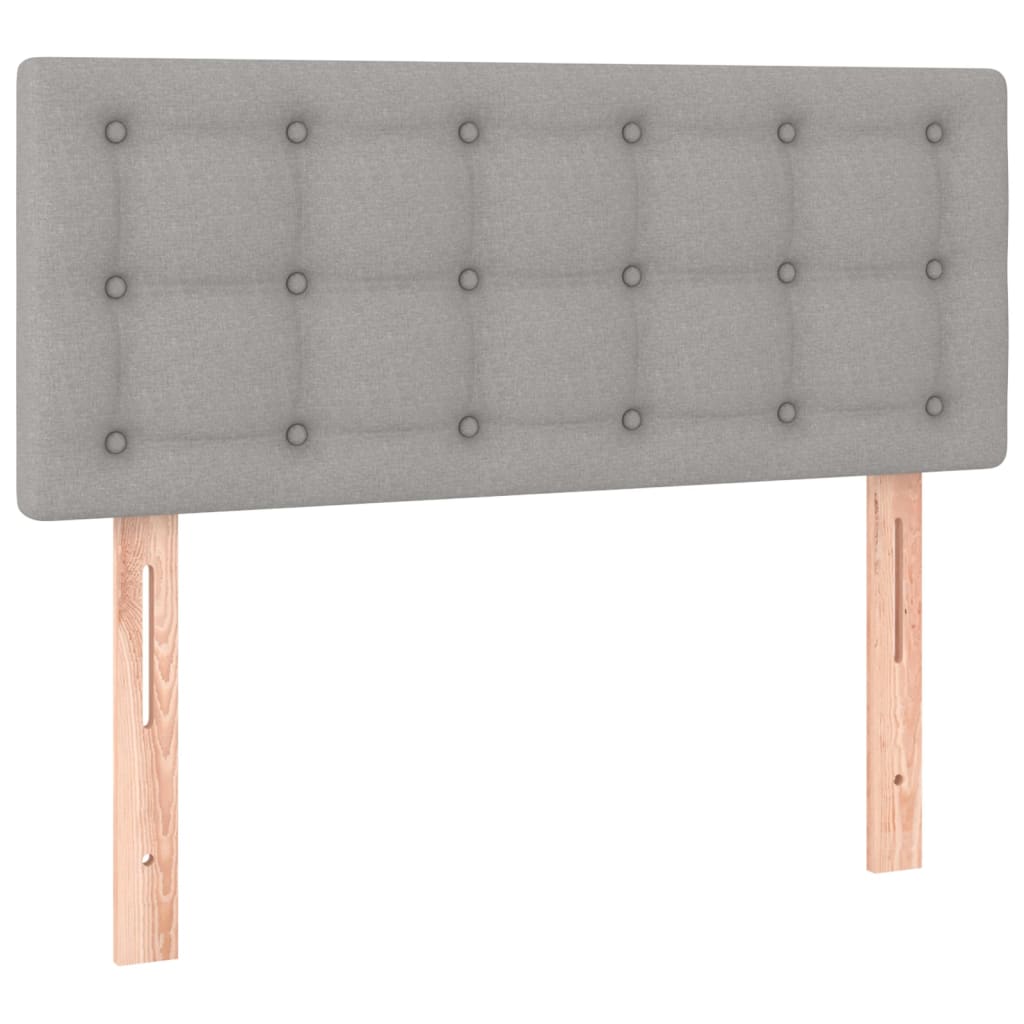 világosszürke szövet rugós és LED-es ágy matraccal 100x200 cm
